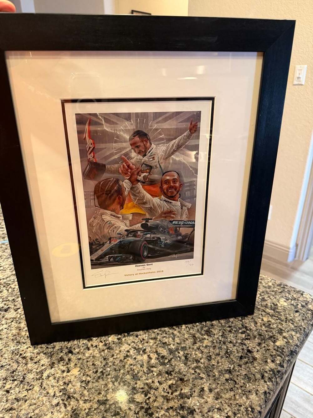 Lewis Hamilton Stephen Doig Heaven Sent F1 Limited Edition 133/144 Framed